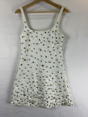 Jonathan Simkhai Ziva Crystal-Embellished Crepe Ivory Dress